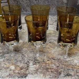 Glasses Denby -  Vintage set of 6 Sweden by own mirage brown glasses